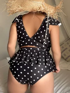 Plus Size Ruffle Dot High Waist Bikini Swimwear Women's Swimsuit Beachwear Bathing Suits - Image 3