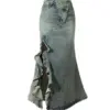 Women's Mermaid Skirt Clothes Blue Skirt Harajuku Korean Girl Casual Chic Fashion Vintage A-Line Denim Skirt Split Hem Coquette