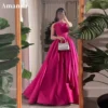Amanda Rose Pink Silk Evening Dress Sexy Strapless A-line Prom Dress 2023 Ball Gown Party Dress Sleeveless - Image 4