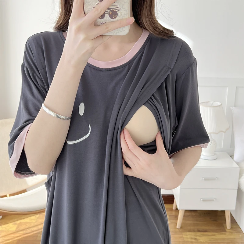 Pregnant Women Dress Loose Large Size After Childbirth Nursing Clothes Modal Thin And Soft High Quality Maternity Clothes 5084