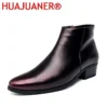 Fashion Men Chelsea Boots Mens Side Zip Heels Ankle Boots Male Leather Shoes Design Men's Dress Shoes Handmade Business Oxfords - Image 6