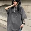 Foufurieux Oversized T-Shirt Women Top Tees Summer Korean Fashion Hip Hop Letter Harajuku Print Streetwear Vintage Goth Clothing