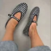 European and American Women's Fashionable Diamond Studded Mary Jane Single Shoes Casual Flat Bottomed Round Toe Buckle Shoes - Image 5