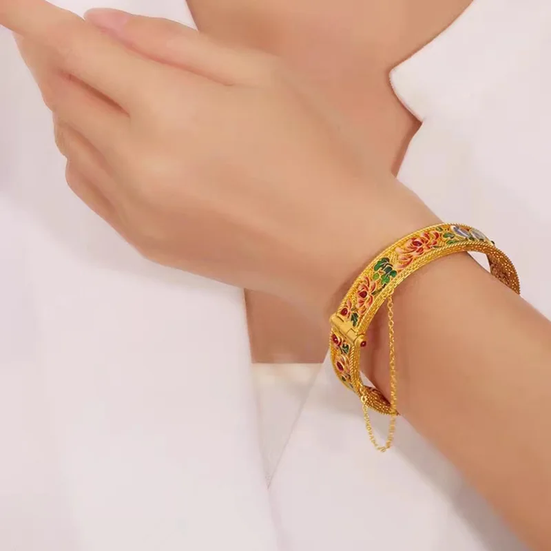 High quality Joeyero gold 999 enamel raised case eyebrow bracelet retro bracelet Joeyero womens luxury quality jewelry