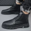 New Men's Boots Brand Designer High Top Fashion Leather Men Boot Quality Outdoor Anti slip Comfortable Shoe Running Shoe Zapatos - Image 3