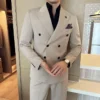 (Blazer Trousers) Fashion Double Breasted Design Slim Men's Suit Italian Style Luxury Wedding Social Party Tuxedo 2 Piece Set - Image 2