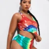 2023 New Fashion Tie Dye Bikini Sets for Women Two Pieces High Waist Tankinis Swimwear for Women Large Big Plus Size Swimsuits - Image 2
