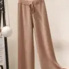 High-waist Drape Wide-leg Pants Autumn Winter Loose Knit Straight-leg Baggy Pants Korean Fashion Lace-up Casual Women Clothing