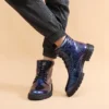 HKDQ Luxury Snake Designer Ankle Boots Man Fashion Blue Patent Leather High Top Boots Men Quality Glitter Men's Platform Boots - Image 5