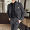(Blazer Trousers) Fashion Double Breasted Design Slim Men's Suit Italian Style Luxury Wedding Social Party Tuxedo 2 Piece Set - Image 4