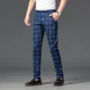 Brand Men's Stripe Plaid Casual Pants Men Four Seasons High Quality Business Trousers Men's Slim Dark gray Straight Pant - Image 4