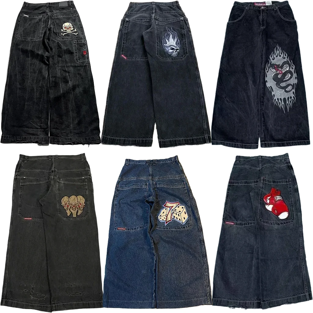 JNCO Jeans New Y2K Women baggy Jeans High Quality Embroidered Streetwear Hip Hop High Waisted Jeans Vintage Mens Wide Leg Pants