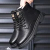 New Men's Work Boots for Winter 2023 Designer Warm Wool Snow Boots Male Fashion Casual Solid Color Platform Cotton Shoes Man - Image 5