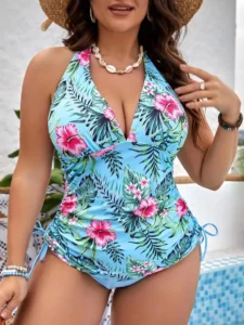 SEAURAL Plus Size V-neck Halter Neck Tankini Set Women Sexy Tie Side Large Size Two Pieces Swimsuit 2024 Bathing Suit Swimwear - Image 2
