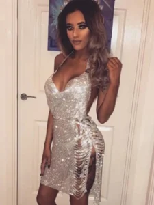 Sexy Bling Metal body chain Rhinestone summer dress women Luxury party Glitter Night club Backless diamond Mini dresses vestidos - Image 2