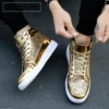 Autumn Winter Men Designer Luxury Men Shoes Sports Style Silver Gold Mens Casual Non-slip Bright Faced Short Boots Big Size 48 - Image 5