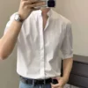 Plus Size 3XL-M High Elasticity Seamless Shirts Men Long Sleeve Top Quality Slim Casual Luxury Shirt Social Formal Dress Shirts - Image 3