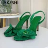 LAKESHI Sexy Pumps Women High Heels Flower Decoration Party Bride Wedding Shoes Ladies Heeled Sandals Summer Elegant Stiletto - Image 5