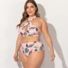 2022 New Arrival 5XL Plus Size Floral Print Hot Spring Beach Bikini Swimsuit Two Pieces For Women - Image 4