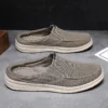 Summer Mens Casual Shoes Slip on Half Shoes New Arrival Canvas Shoes Breathable Muller Footwear Comfy Flats Handmade Lazy Shoes - Image 2