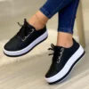Woman Shoes Casual Sneakers for Women Round Toe Platform Shoes Lace Up Tennis Female Vulcanized Shoes Solid Color Ladies Loafers - Image 5