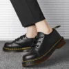 Black Thick Soled Lace Up Oxford Shoes Round Head Platform Leather Shoes Brand Luxury Men Casual Designer Wedding Dress Shoes - Image 2