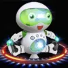Fun Dancing Robot 360 Space Rotating Flashing Sounding Robot Interactive Toy Light and Music Battery Powered Gifts for Birthday