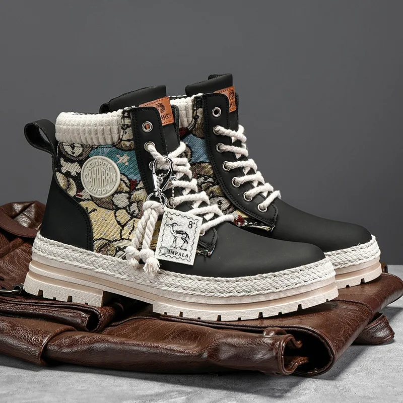 New Men's Winter Boots Outdoor Platform Boots 2023 Designer Men's Shoes Comfortable Desert Boots Street Style Motorcycle Boots