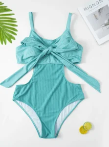 Plus Size Color Block One Piece High Waist Bikini Swimwear Women's Swimsuit Beachwear Bathing Suits - Image 6