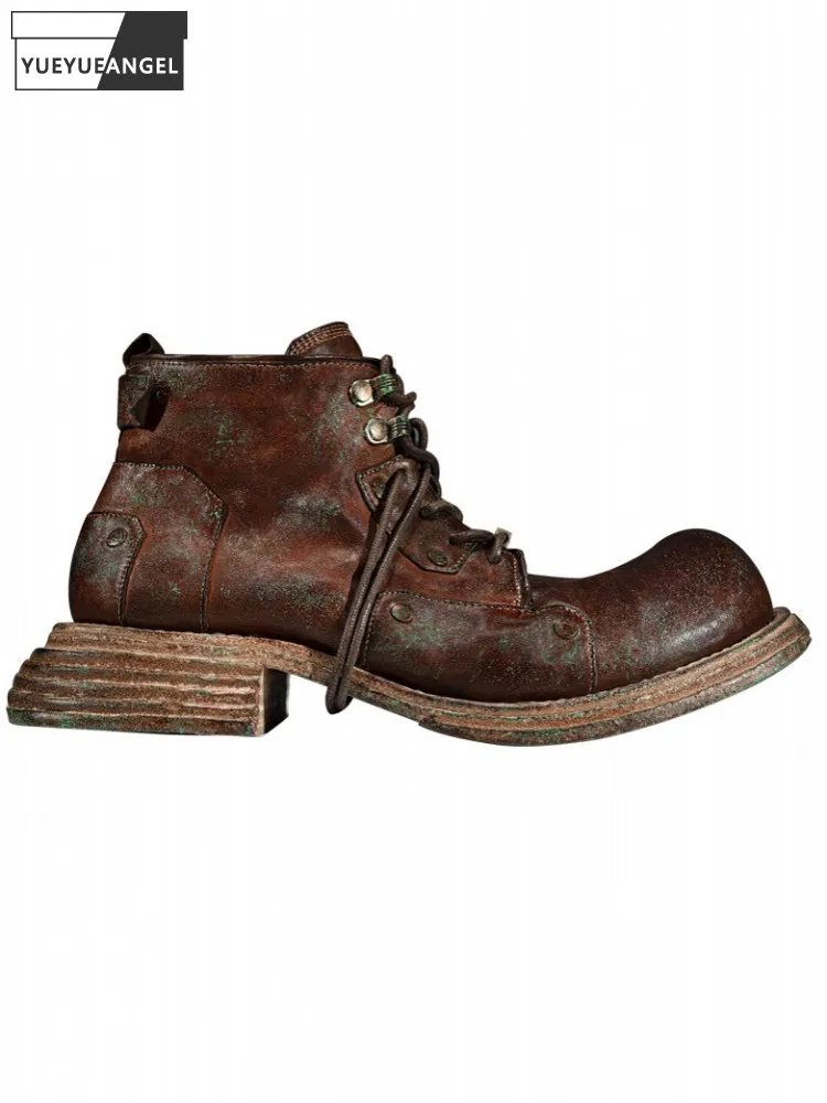 Handmade Men Genuine Leather Cargo Boots Military Army High Quality Vintage High Top Shoes Plus Size 46 47 48 Customized 15 Days