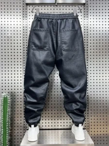 Trendy Motorcycle Leather Pants Men's Hip Hop Harem Loose Trousers Outdoor Jogger Sweatpants Luxury Brand High Quality Clothing - Image 4