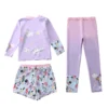 HappyFlute New Kids Swimsuit Cute Printed Girls Swimwear 3Piece With Long Sleeve Sun Protection Children Summer Beach Cloth - Image 4