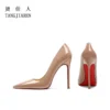 Silver high heels, women's thin heels, new shallow mouthed pointed single shoes, patent leather, large red soled banquet shoes - Image 4