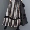 Striped Patchwork Floral Skirt Women Black Vintage High Waist Korean Fashion Loose Casual Long Skirts Clothes New Summer 2024