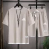 Summer Men's Two Piece Set Linen Fabric Casual T-Shirt And Shorts Set Mens Sports Suit Fashion Short Sleeve Tracksuit Men Suits - Image 3