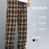 Spring Summer High Quality Classics Plaid Casual Pants Men Loose Straight Wide Leg Elastic Waist Jogger Trousers Male Streetwear