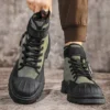 Men's Ankle Boots Autumn Outdoor Motorcycle Boots Durable Outsole Walking Boots Classic Design High Top Men Canvas Casual Shoes - Image 3