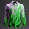 Men's shirts for daily wear: European and American series 3D printed men's casual lapel multi-color long sleeved shirts - Image 6