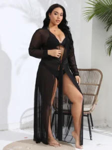2024 New Cover Up Plus Size Bikini Women Swimsuit Cover-up White Bathing Suit Beach Wear Knitting Swimwear mesh Beach Dress - Image 3