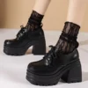 Lolita Shoes for Women Mary Jane New Lace Up Loafers Girls Students JK Uniform High Heels Platform Shoes Cosplay Female Shoes - Image 2