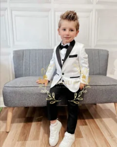 Handsome Boys Suits Tailor Made Wedding Suits For Kids Slim Fit 3 Piece Formal Child Tuxedos (Jacket Vest Pants) - Image 3