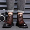 Luxury Quality Designer Vintage Cow Leather Men Snow Boots Business Genuine Leather Men Boots Lace Up Outdoor Motorcycle Boots - Image 4
