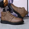 WAERTA Men Designer Leather Shoes Handmade Luxury Leisure Casual Moccasin Fashion Ankle Boots Comfortable Non-slip Winter Plush - Image 2