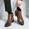 Luxury Genuine Leather Designer Mens Chelsea Formal Casual Dress Business Shoes for Men Fashion Ankle Boots Original High Heels - Image 4