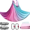Aerial Yoga Hammock Set Fitness Pilates Silk Fabric Yoga Swing 5.5 Yards Include Carabiners Daisy Chain for Inversion Exercises