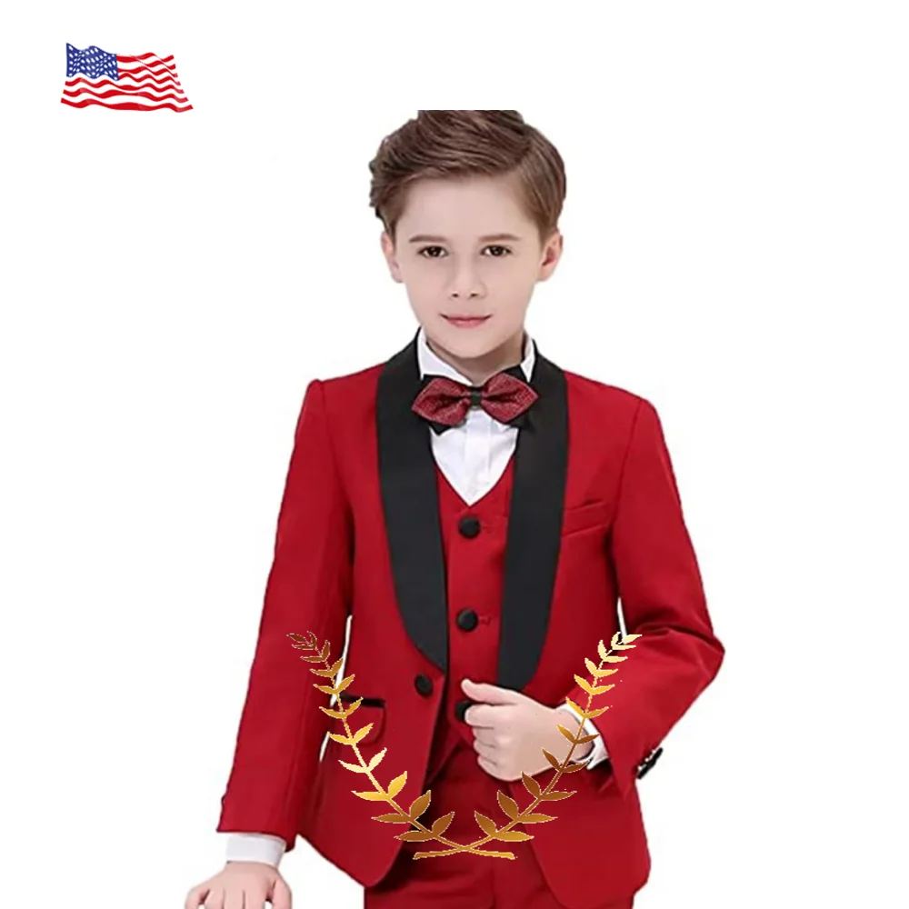 Boys Suit Classic Tuxedo Morden Fit Toddler Dress with Coat Pants Vest Set Kids Wedding Tuxedo 2-16 Year Old