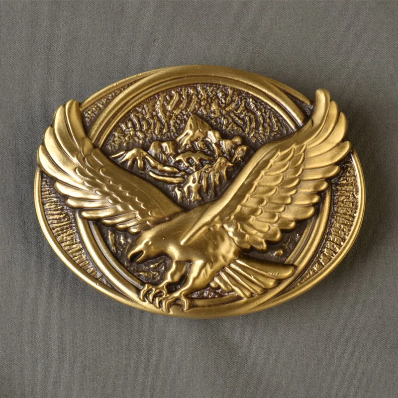 Fashion 2021 American Style Flying Eagle Solid Brass Belt Buckles Exquisite Floral Oval Pin Buckeles Classic Cowboy Accessories