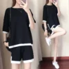 Korean Style Tracksuit Knitted Suit Summer Short Trouser short Sleeve O-neck Pullover Shirt Fashion Shorts Suit Women Tracksuits - Image 6