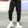 Spring autumn men Korean style black multi pockets ribbons cargo pants streetwear man punk hip hop harem pants joggers - Image 6