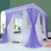 Double-layer Three-door Square Floor-to-ceiling Lace Princess Wind Bed Curtain Mosquito Net Warm Room Decoration Without Bracket - Image 4